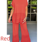 Set pentru femei, două piese, cu mâneci scurte, în culori uni: bluză și pantaloni-11