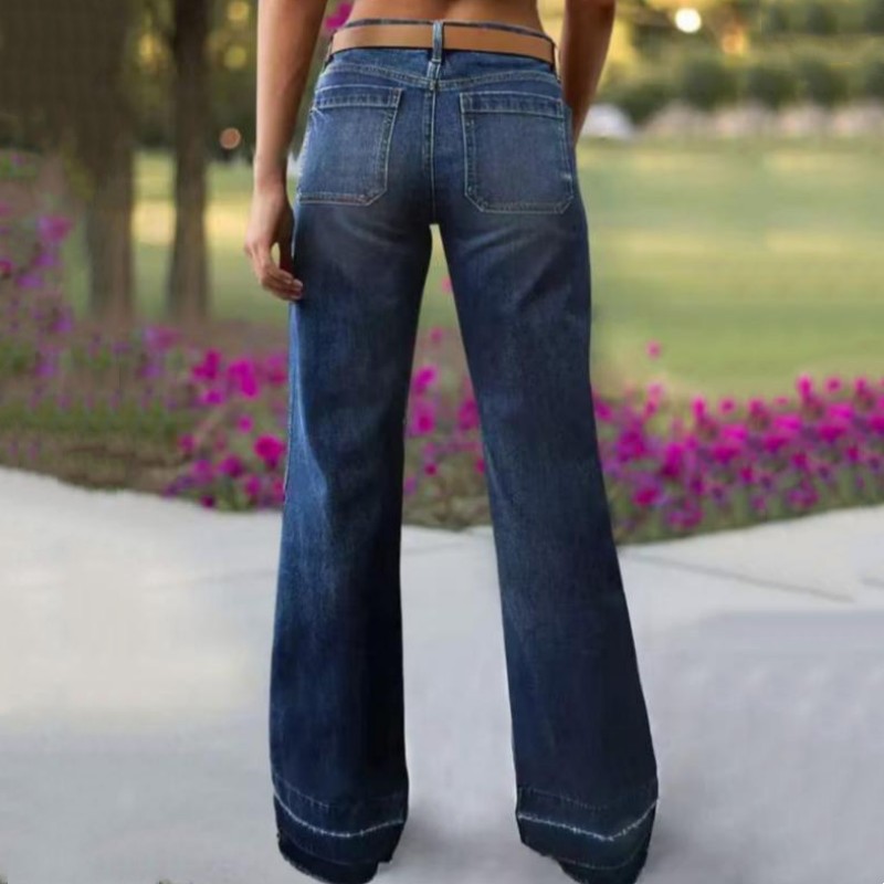 ✨🔥Blugi retro evazați pentru femei, cu buzunare👖-3