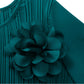 Rochie midi plisată cu mâneci 3/4 și curea pentru femei-3