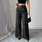 Damen Marlenehose mit hohem Bund, weitem Bein und Gürtel