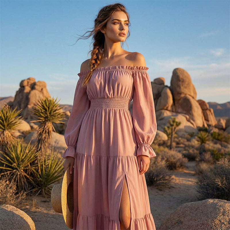 🆕2026⏰🎁Rochie de damă cu talie înaltă fără umăr👗-4