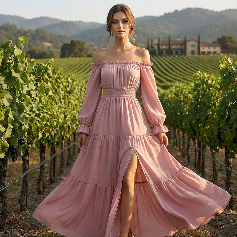🆕2026⏰🎁Rochie de damă cu talie înaltă fără umăr👗-6