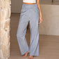 ⏳Ofertă limitată 50% REDUCERE!🎁Pantaloni largi cu dungi în carouri, talie înaltă și buzunare-5