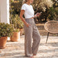 ⏳Ofertă limitată 50% REDUCERE!🎁Pantaloni largi cu dungi în carouri, talie înaltă și buzunare-11