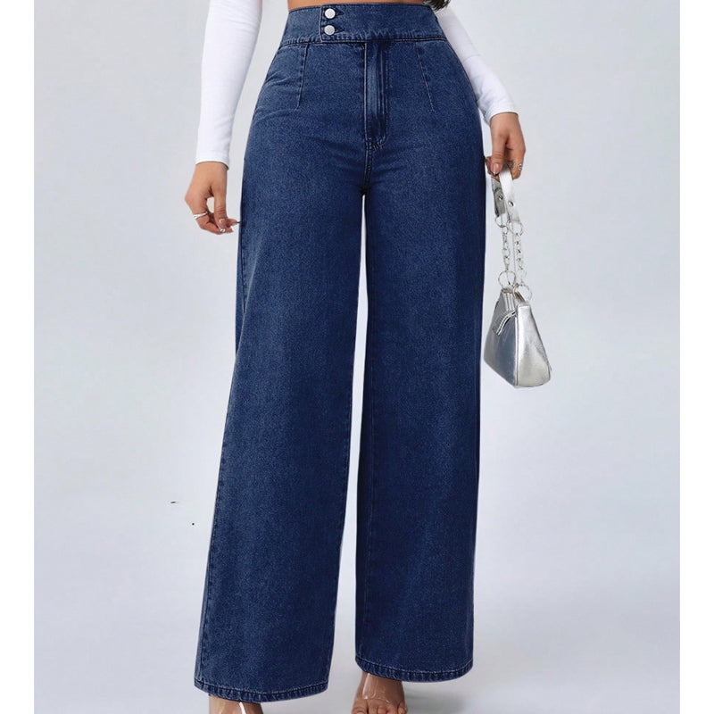 💖👖 Blugi cu talie înaltă și picior larg pentru femei-1