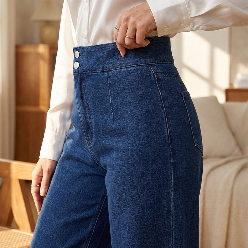 💖👖 Blugi cu talie înaltă și picior larg pentru femei-7
