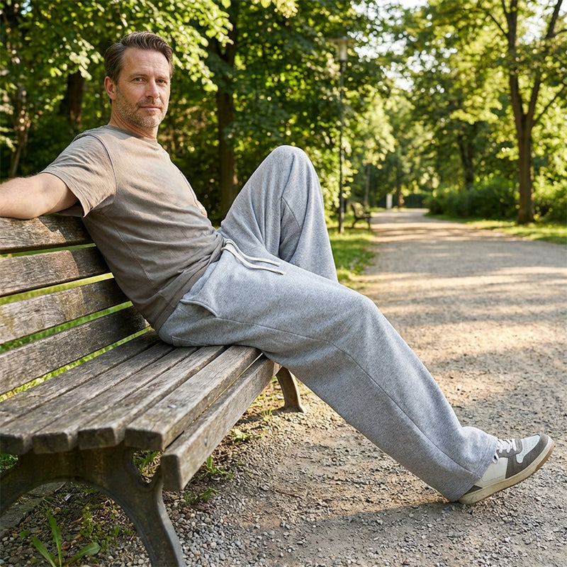 Pantaloni casual pentru bărbați, cu șnur lejer, 👖-6