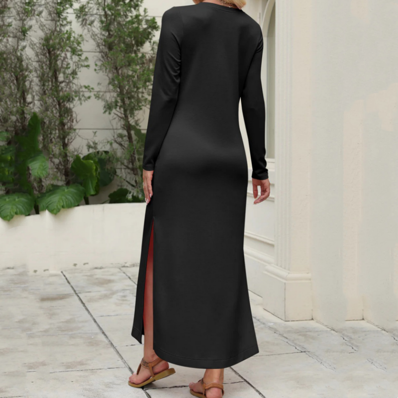 Rochie tricou cu mâneci lungi pentru femei-4