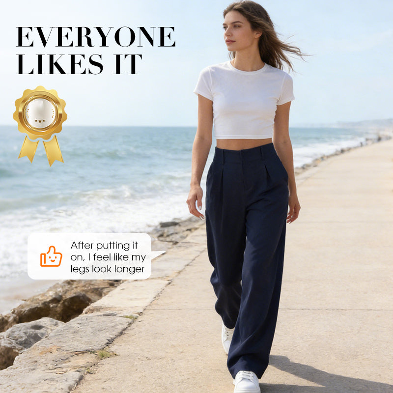 💝Noutăți cu 50% reducere💥Pantaloni eleganți pentru femei, cu talie înaltă-4