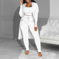 Set casual din 3 piese tricotate – top scurt, cardigan și pantaloni-3