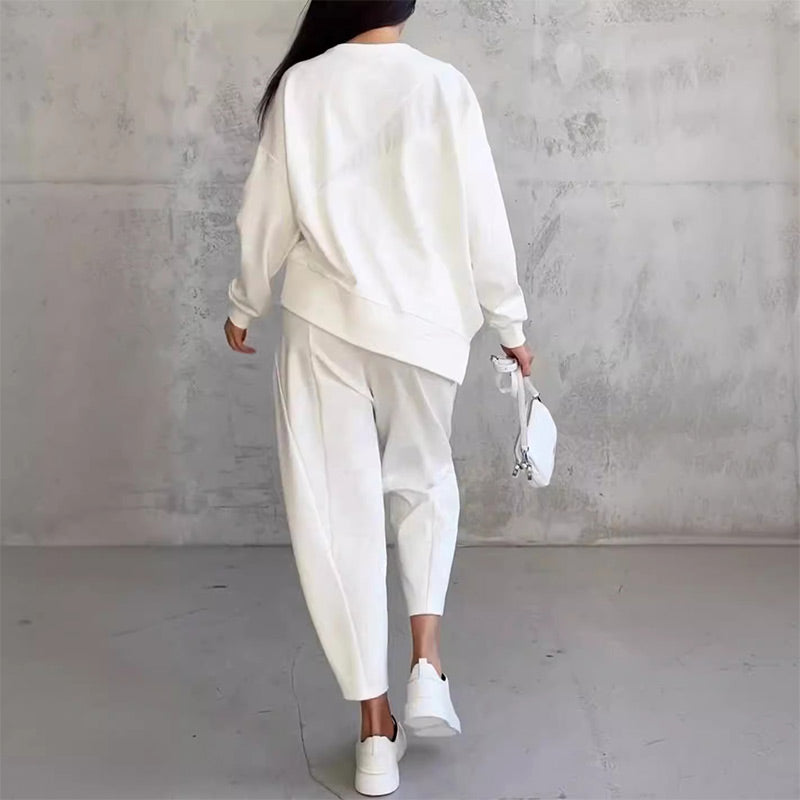 ⏰ Acum cu doar 50% reducere!🔥Set de hanorace și pantaloni cu mâneci lungi și tiv neregulat pentru femei-18