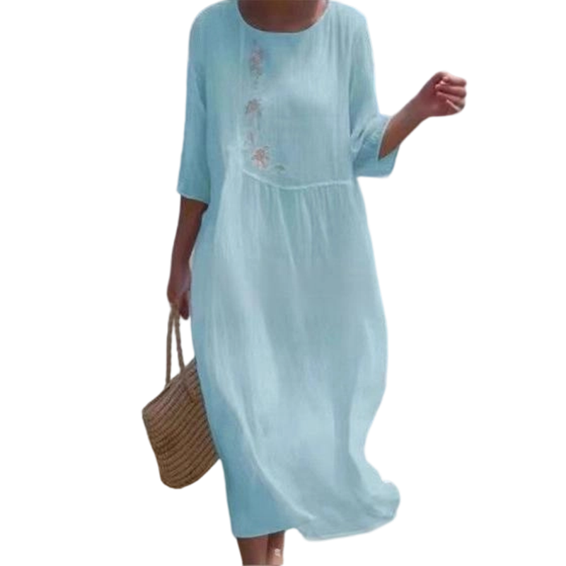 💝50% REDUCERE💃Rochie midi lejeră pentru femei, cu broderie-9