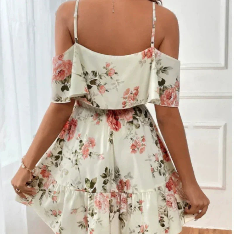 ⏰🎁Rochie cu imprimeu floral boho și umeri decupați pentru femei-2