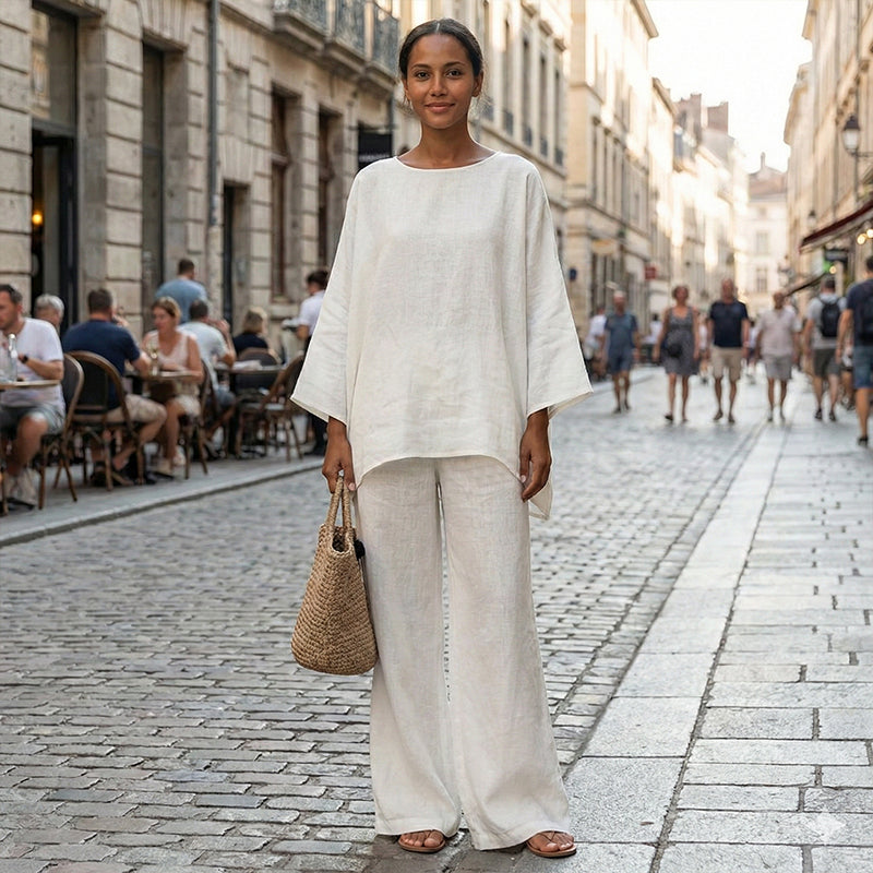 💖Set pentru femei cu bluză largă cu mâneci lungi și pantaloni largi-1