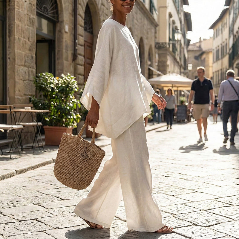 💖Set pentru femei cu bluză largă cu mâneci lungi și pantaloni largi-4