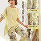 Set din 2 piese pentru femei: top asimetric și pantaloni cu imprimeu floral-1