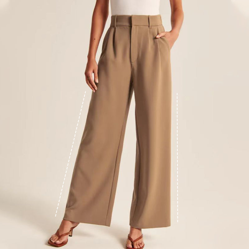 Pantaloni largi pentru femei, cu talie elastică-1