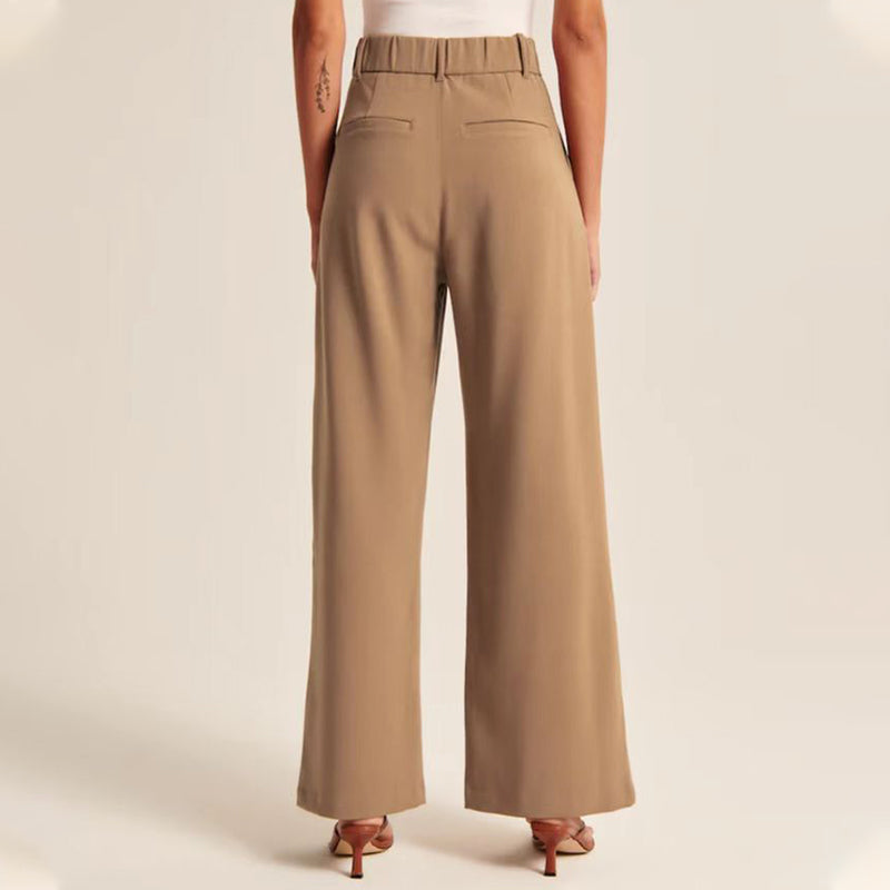 Pantaloni largi pentru femei, cu talie elastică-2