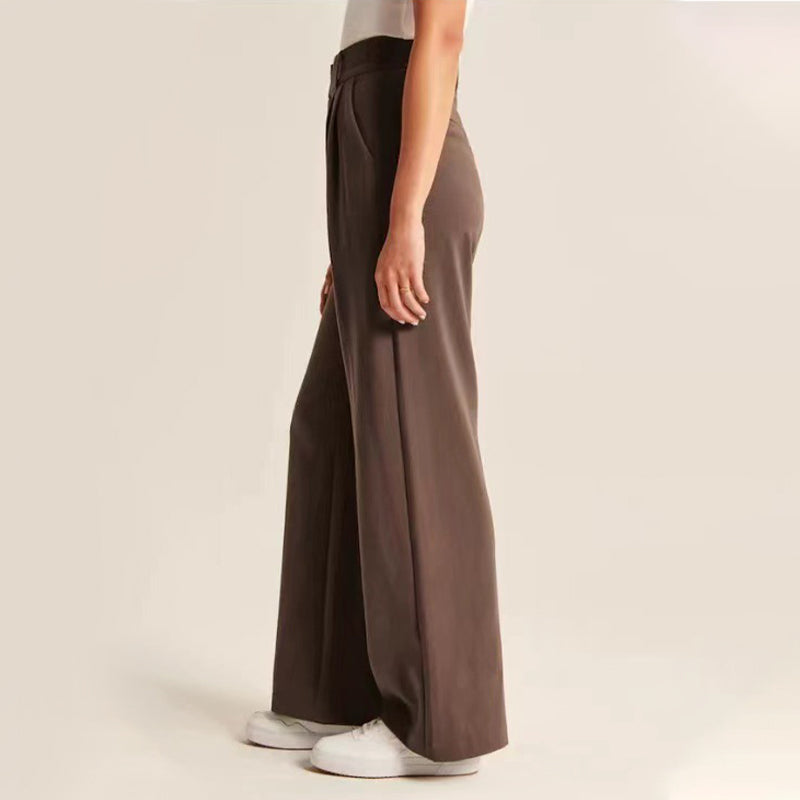 Pantaloni largi pentru femei, cu talie elastică-4