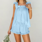 🌴Set de pijamale moale și confortabil, cu volane💗-2