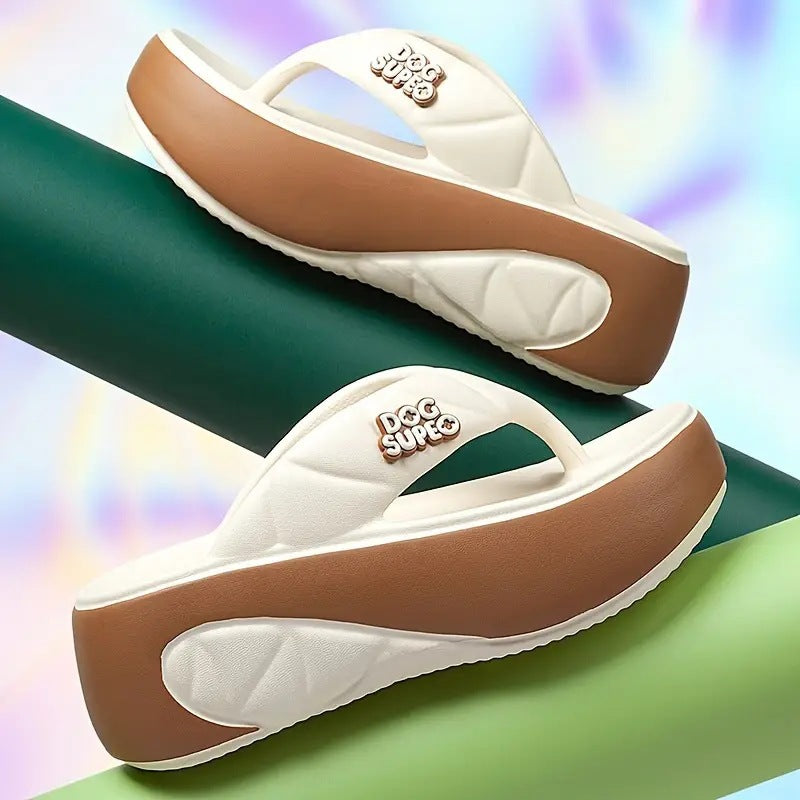 🌸 👡Papuci bloc colorati de vara de dama cu talpa moale si tocuri groase ☀️-11