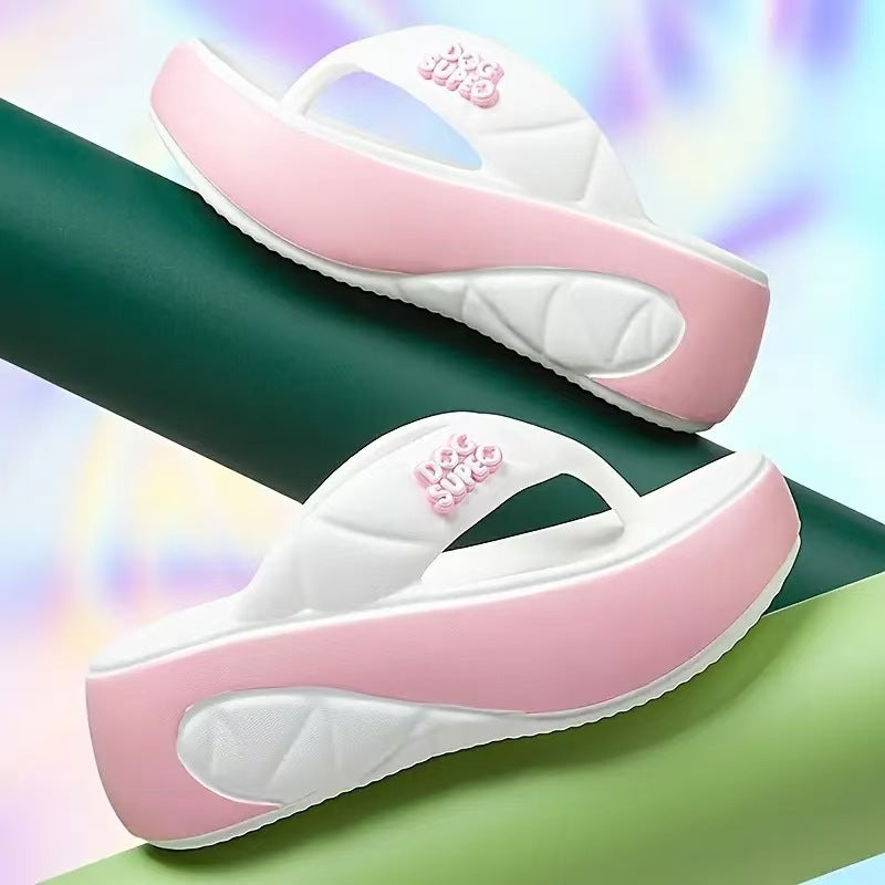 🌸 👡Papuci bloc colorati de vara de dama cu talpa moale si tocuri groase ☀️-12