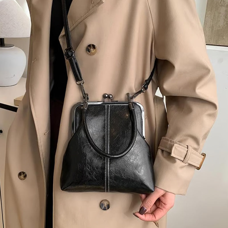 👜Noi genți de mână disponibile acum! 🤩Geantă de umăr pentru femei cu închizătoare tip sărut și mâner superior-1