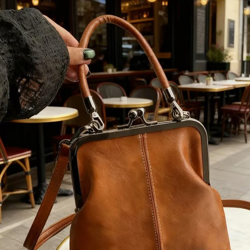 👜Noi genți de mână disponibile acum! 🤩Geantă de umăr pentru femei cu închizătoare tip sărut și mâner superior-3