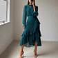 🎉Reducere limitată: 50% reducere💎👗Rochie midi cu decolteu în formă de cheiță și volane pentru femei-6