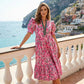 👗 50% reducere! 🌸 Rochie lungă florală cu volane – mâneci bufante, fluidă și confortabilă, elegantă ✨-4