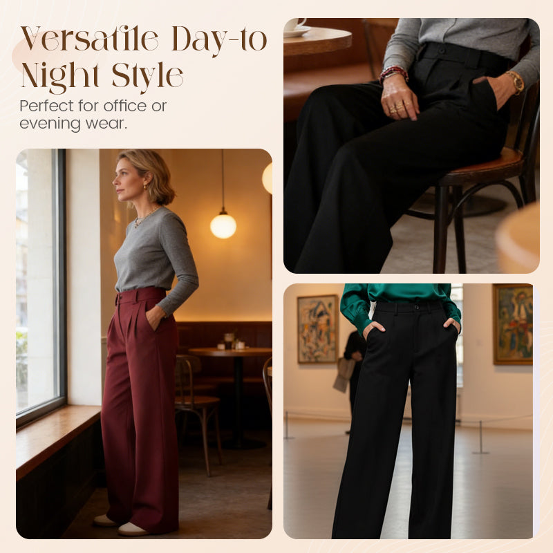 👖【S-5XL】🔥2026 Set pantaloni plus size nou sosit🎉Pantaloni de costum cu talie înaltă și picior larg pentru femei-6
