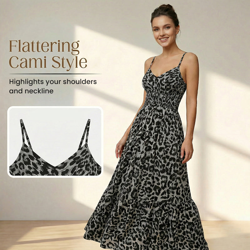 ✨Moda întâlnește farmecul😍Rochie lungă cu imprimeu leopard🐆-2
