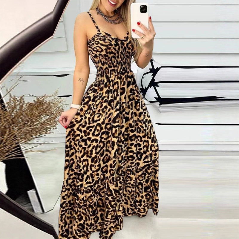 ✨Moda întâlnește farmecul😍Rochie lungă cu imprimeu leopard🐆-10