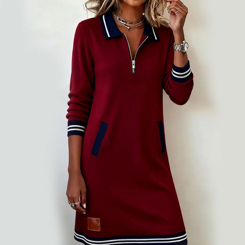 👑Produs nou 39% reducere👗Rochie cu guler și mâneci lungi pentru femei😍-18