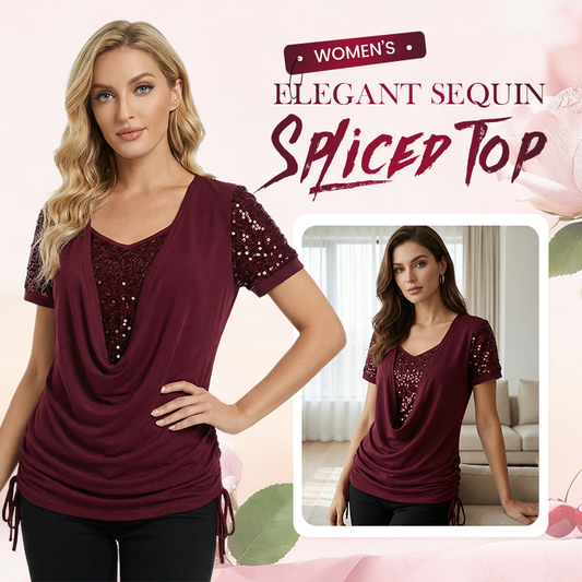 💗💖【S-5XL】👕Bluză elegantă cu mâneci scurte și paiete pentru femei🎉