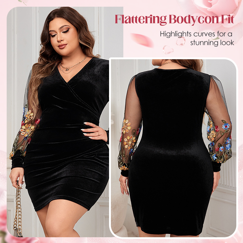 🎁Noutate cu 50% reducere💥Rochie mini mulată pentru femei, cu mâneci din plasă-3