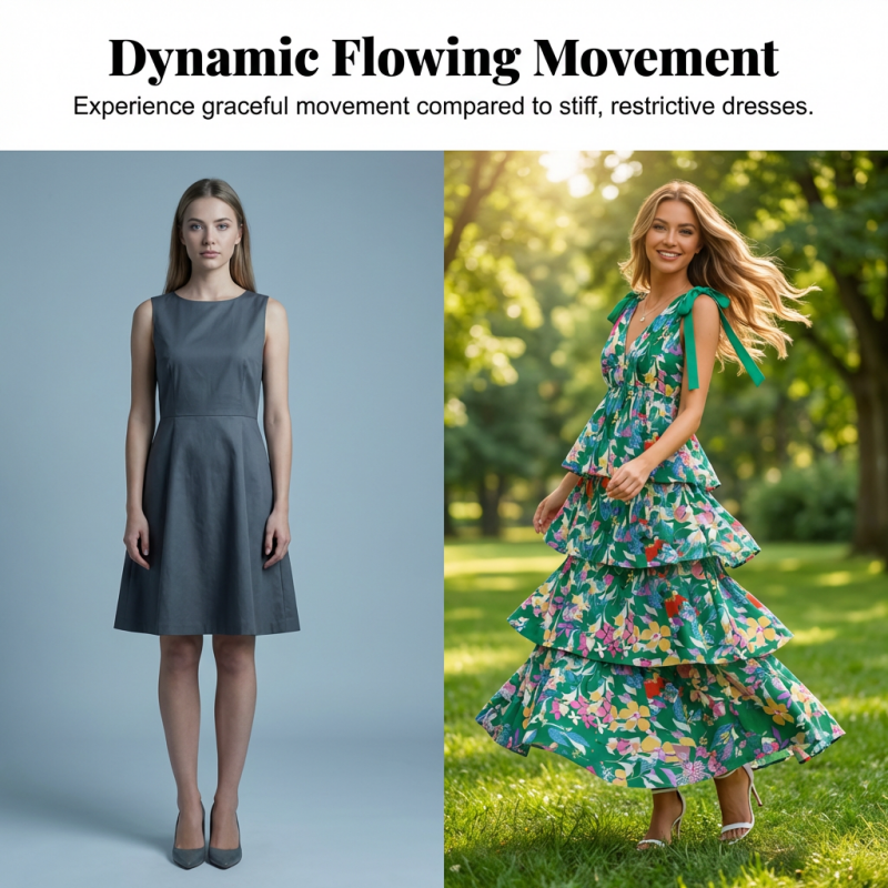 👗Reduceri de primăvară 50%!🌿🌸Rochie cu volane în trepte și decolteu în V, cu imprimeu floral, pentru femei-2
