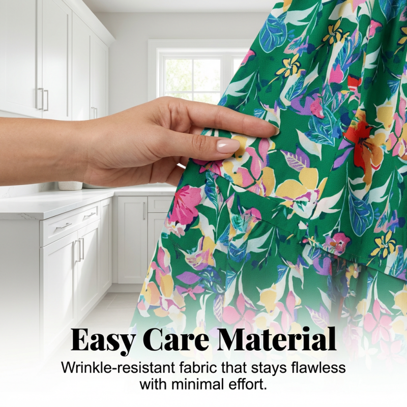 👗Reduceri de primăvară 50%!🌿🌸Rochie cu volane în trepte și decolteu în V, cu imprimeu floral, pentru femei-6