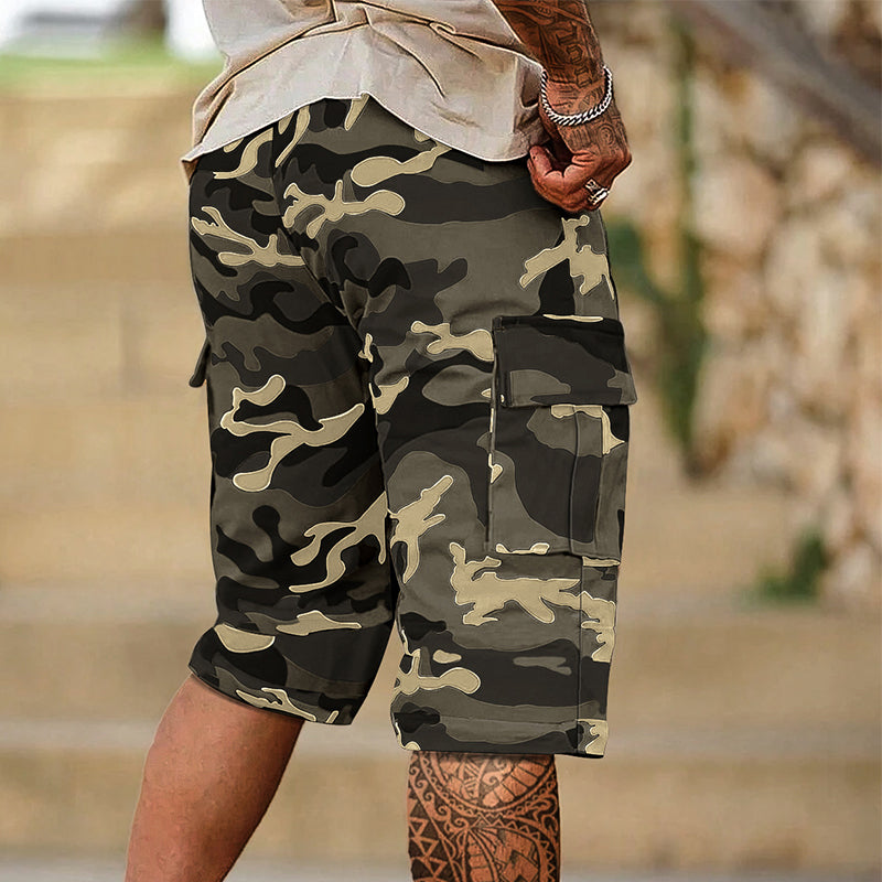 🔧La jumătate de preț👖Pantaloni scurți cargo pentru bărbați, cu imprimeu de camuflaj și multiple buzunare💥-1