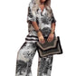 ✨ Set casual pentru femei, compus din bluză cu imprimeu și decolteu în V și pantaloni lungi  👚👖