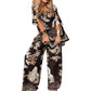 ✨ Set casual pentru femei, compus din bluză cu imprimeu și decolteu în V și pantaloni lungi  👚👖