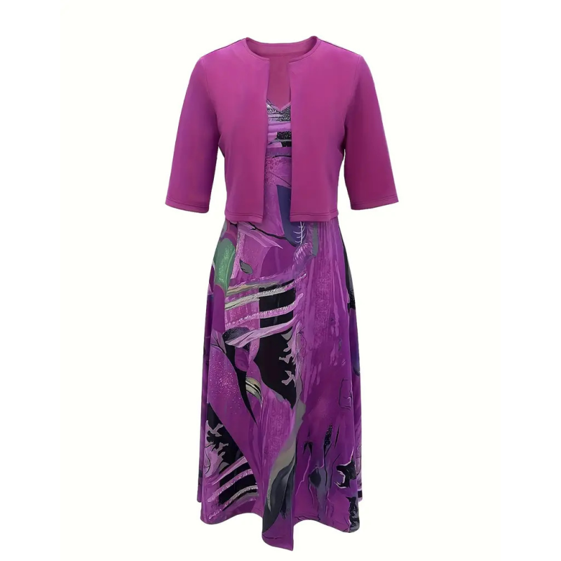 🔥Ofertă limitată: 50% reducere💎👗Set de două piese pentru femei – Cardigan scurt și rochie fără mâneci, elegante și rafinate😍-3
