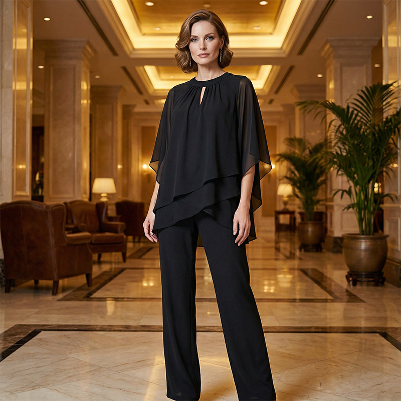 🎁Noutate cu 50% reducere💥 Set elegant asimetric din două piese, cu pantaloni-2
