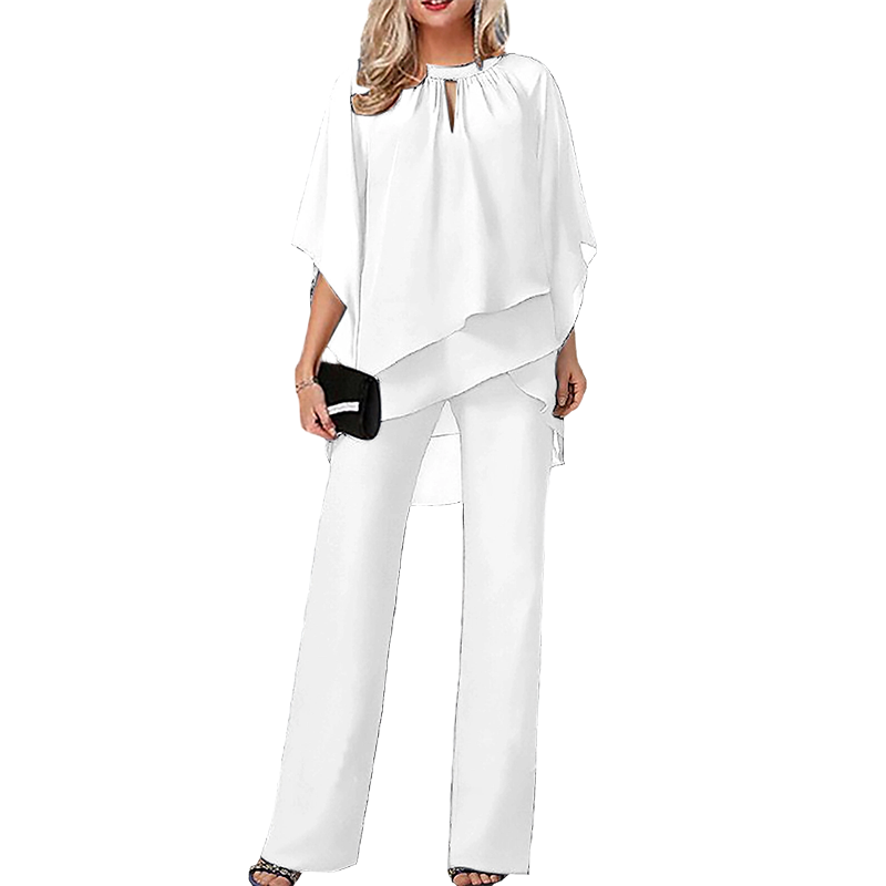 🎁Noutate cu 50% reducere💥 Set elegant asimetric din două piese, cu pantaloni-10