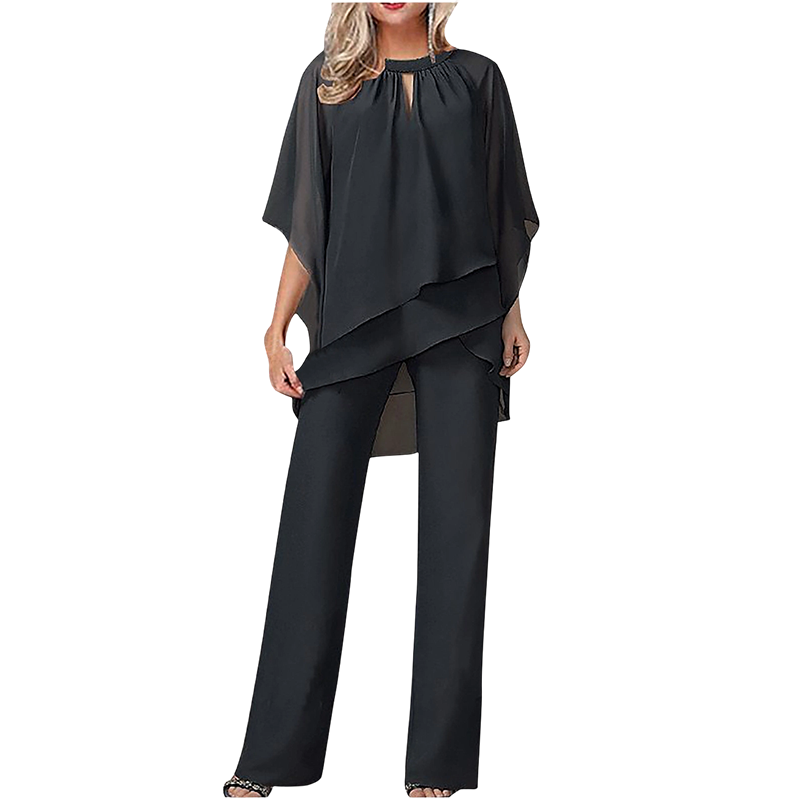 🎁Noutate cu 50% reducere💥 Set elegant asimetric din două piese, cu pantaloni-11
