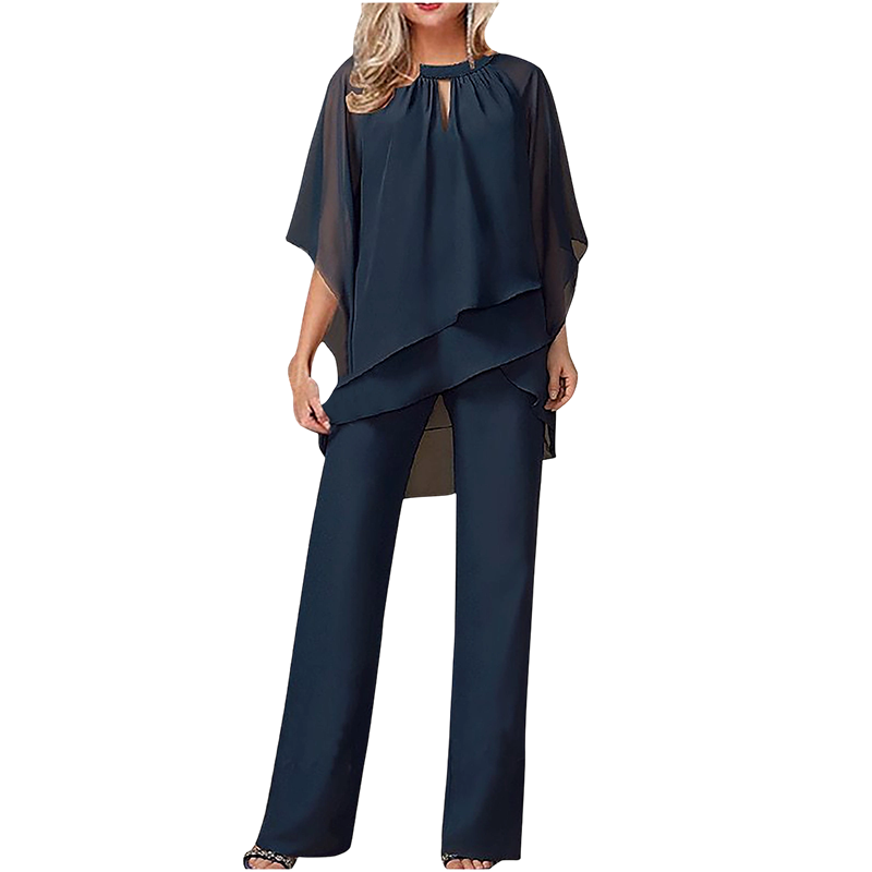 🎁Noutate cu 50% reducere💥 Set elegant asimetric din două piese, cu pantaloni-13