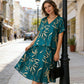 🔥Ofertă limitată: 50% reducere🌸👗Set de vară pentru femei, compus dintr-un top lejer cu decolteu în V și o fustă midi✨-1