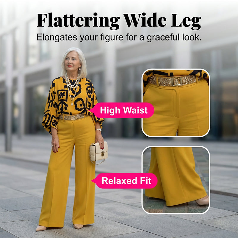 Set compus din un top retro cu imprimeu grafic și pantaloni cu croi larg pentru femei-3