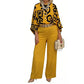Set compus din un top retro cu imprimeu grafic și pantaloni cu croi larg pentru femei-8