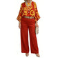 Set compus din un top retro cu imprimeu grafic și pantaloni cu croi larg pentru femei-9